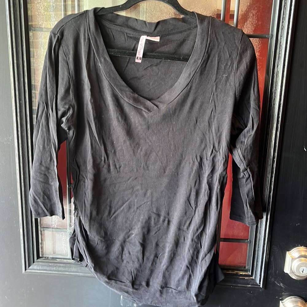 Moms the word XL maternity 3/4 sleeve black side rouching